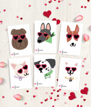 Load image into Gallery viewer, Puppy Valentines Day Cards Instant Download 6 Printable Classroom Valentine's Day Cards for Kids, Instant Download 3 1/2 x 4 1/2in