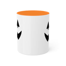 Load image into Gallery viewer, Halloween Pumpkin Face Mug, Colorful Handle accent, Pumpkin Treats, Coffee, Cozy Halloween Day 11oz