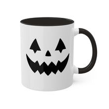 Load image into Gallery viewer, Halloween Pumpkin Face Mug, Colorful Handle accent, Pumpkin Treats, Coffee, Cozy Halloween Day 11oz