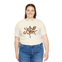 Load image into Gallery viewer, Fall with Skeleton Happy Halloween Unisex Jersey Halloween Pumpkin Face Short Sleeve Tee