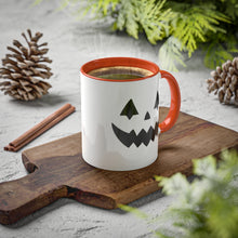Load image into Gallery viewer, Halloween Pumpkin Face Mug, Colorful Handle accent, Pumpkin Treats, Coffee, Cozy Halloween Day 11oz