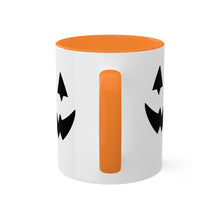 Load image into Gallery viewer, Halloween Pumpkin Face Mug, Colorful Handle accent, Pumpkin Treats, Coffee, Cozy Halloween Day 11oz