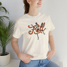 Load image into Gallery viewer, Fall with Skeleton Happy Halloween Unisex Jersey Halloween Pumpkin Face Short Sleeve Tee