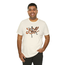 Load image into Gallery viewer, Fall with Skeleton Happy Halloween Unisex Jersey Halloween Pumpkin Face Short Sleeve Tee