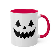 Load image into Gallery viewer, Halloween Pumpkin Face Mug, Colorful Handle accent, Pumpkin Treats, Coffee, Cozy Halloween Day 11oz