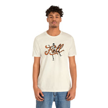 Load image into Gallery viewer, Fall with Skeleton Happy Halloween Unisex Jersey Halloween Pumpkin Face Short Sleeve Tee