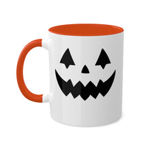 Load image into Gallery viewer, Halloween Pumpkin Face Mug, Colorful Handle accent, Pumpkin Treats, Coffee, Cozy Halloween Day 11oz