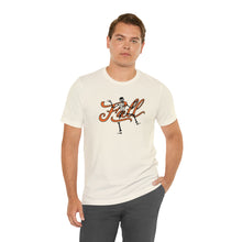 Load image into Gallery viewer, Fall with Skeleton Happy Halloween Unisex Jersey Halloween Pumpkin Face Short Sleeve Tee