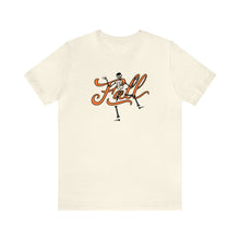 Load image into Gallery viewer, Fall with Skeleton Happy Halloween Unisex Jersey Halloween Pumpkin Face Short Sleeve Tee