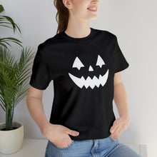 Load image into Gallery viewer, Pumpkin Face Happy Halloween Unisex Jersey Halloween Pumpkin Face Short Sleeve Tee
