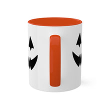 Load image into Gallery viewer, Halloween Pumpkin Face Mug, Colorful Handle accent, Pumpkin Treats, Coffee, Cozy Halloween Day 11oz