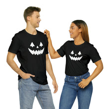 Load image into Gallery viewer, Pumpkin Face Happy Halloween Unisex Jersey Halloween Pumpkin Face Short Sleeve Tee