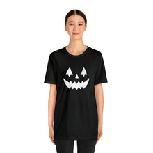 Load image into Gallery viewer, Pumpkin Face Happy Halloween Unisex Jersey Halloween Pumpkin Face Short Sleeve Tee