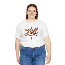 Load image into Gallery viewer, Fall with Skeleton Happy Halloween Unisex Jersey Halloween Pumpkin Face Short Sleeve Tee