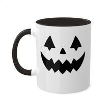 Load image into Gallery viewer, Halloween Pumpkin Face Mug, Colorful Handle accent, Pumpkin Treats, Coffee, Cozy Halloween Day 11oz