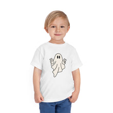Load image into Gallery viewer, Ghost Peace Sign Halloween Shirt, Spooky Kids Shirt, Halloween Toddler T-Shirt, Cute Ghost T-Shirt, Spooky Season Kids Tees