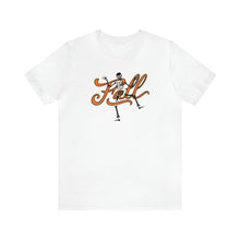 Load image into Gallery viewer, Fall with Skeleton Happy Halloween Unisex Jersey Halloween Pumpkin Face Short Sleeve Tee