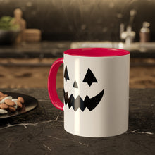 Load image into Gallery viewer, Halloween Pumpkin Face Mug, Colorful Handle accent, Pumpkin Treats, Coffee, Cozy Halloween Day 11oz