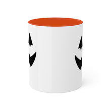 Load image into Gallery viewer, Halloween Pumpkin Face Mug, Colorful Handle accent, Pumpkin Treats, Coffee, Cozy Halloween Day 11oz