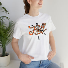 Load image into Gallery viewer, Fall with Skeleton Happy Halloween Unisex Jersey Halloween Pumpkin Face Short Sleeve Tee