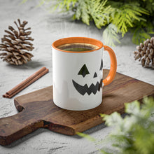Load image into Gallery viewer, Halloween Pumpkin Face Mug, Colorful Handle accent, Pumpkin Treats, Coffee, Cozy Halloween Day 11oz