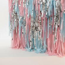 Load image into Gallery viewer, Blue Dog Fringe Backdrop Wall on Plastic Fencing