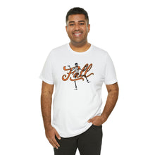 Load image into Gallery viewer, Fall with Skeleton Happy Halloween Unisex Jersey Halloween Pumpkin Face Short Sleeve Tee