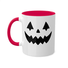 Load image into Gallery viewer, Halloween Pumpkin Face Mug, Colorful Handle accent, Pumpkin Treats, Coffee, Cozy Halloween Day 11oz