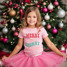 Load image into Gallery viewer, Merry, Merry Christmas Kids Holiday T Shirt