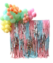 Load image into Gallery viewer, Blue Dog Fringe Backdrop Wall on Plastic Fencing