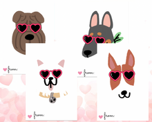 Load image into Gallery viewer, Puppy Valentines Day Cards Instant Download 6 Printable Classroom Valentine's Day Cards for Kids, Instant Download 3 1/2 x 4 1/2in