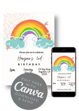 Load image into Gallery viewer, Editable Digital Download: Rainbow Party Invitation
