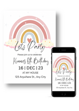 Load image into Gallery viewer, Editable Digital Download: Pastel Rainbow Party Invitation