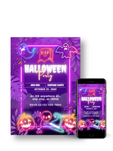 Load image into Gallery viewer, Editable Digital Download: Neon Halloween Invitation
