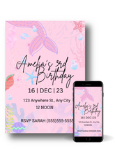 Load image into Gallery viewer, Editable Digital Download: Mermaid Under The Sea Party Invitation