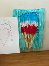 Load image into Gallery viewer, 4th of July Ice Cream Art Fringe Backdrop Wall on Plastic Fencing
