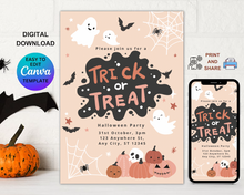 Load image into Gallery viewer, Editable Digital Download: Halloween Pink Party Invitation