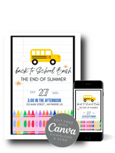 Load image into Gallery viewer, Editable Digital Download: Back To School Bash Invitation