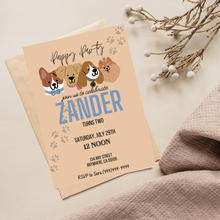 Load image into Gallery viewer, Editable Digital Download: Puppy Party Blue Invitation
