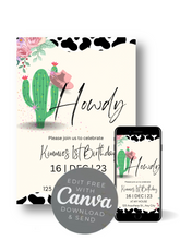 Load image into Gallery viewer, Editable Digital Download: Girl Cowboy Party Invitation
