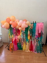Load image into Gallery viewer, Custom Fringe Backdrop Anthropologie Party Anthro Inspired Party Layered Fringe Backdrop Modern Rainbow Party Colorful Party