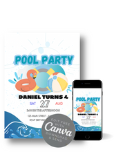 Load image into Gallery viewer, Editable Digital Download: Pool Party Invitation
