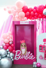 Load image into Gallery viewer, Barbie Girl Plastic Fringe Backdrop Plastic Tablecloth Fringe Backdrop "Wall", Flagtape Backdrop, Fringe Backdrop, Birthday, Party Theme,