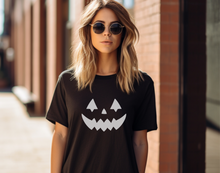 Load image into Gallery viewer, Pumpkin Face Happy Halloween Unisex Jersey Halloween Pumpkin Face Short Sleeve Tee