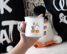 Load image into Gallery viewer, Happy Halloween Cats Halloween Enamel Camping Mug