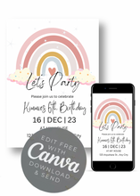 Load image into Gallery viewer, Editable Digital Download: Pastel Rainbow Party Invitation