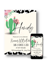 Load image into Gallery viewer, Editable Digital Download: Girl Cowboy Party Invitation