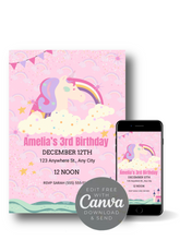 Load image into Gallery viewer, Editable Digital Download: Unicorn Party Invitation