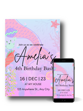 Load image into Gallery viewer, Editable Digital Download: Mermaid Under The Sea Party Invitation