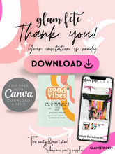 Load image into Gallery viewer, Editable Digital Download: Good Vibes Retro Party Invitation